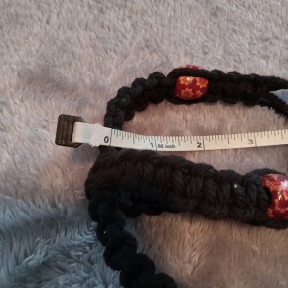 Plant Hanger Macrame Black Floral Beads Set Of 2 With Rings Handmade Small Med - Picture 14 of 15